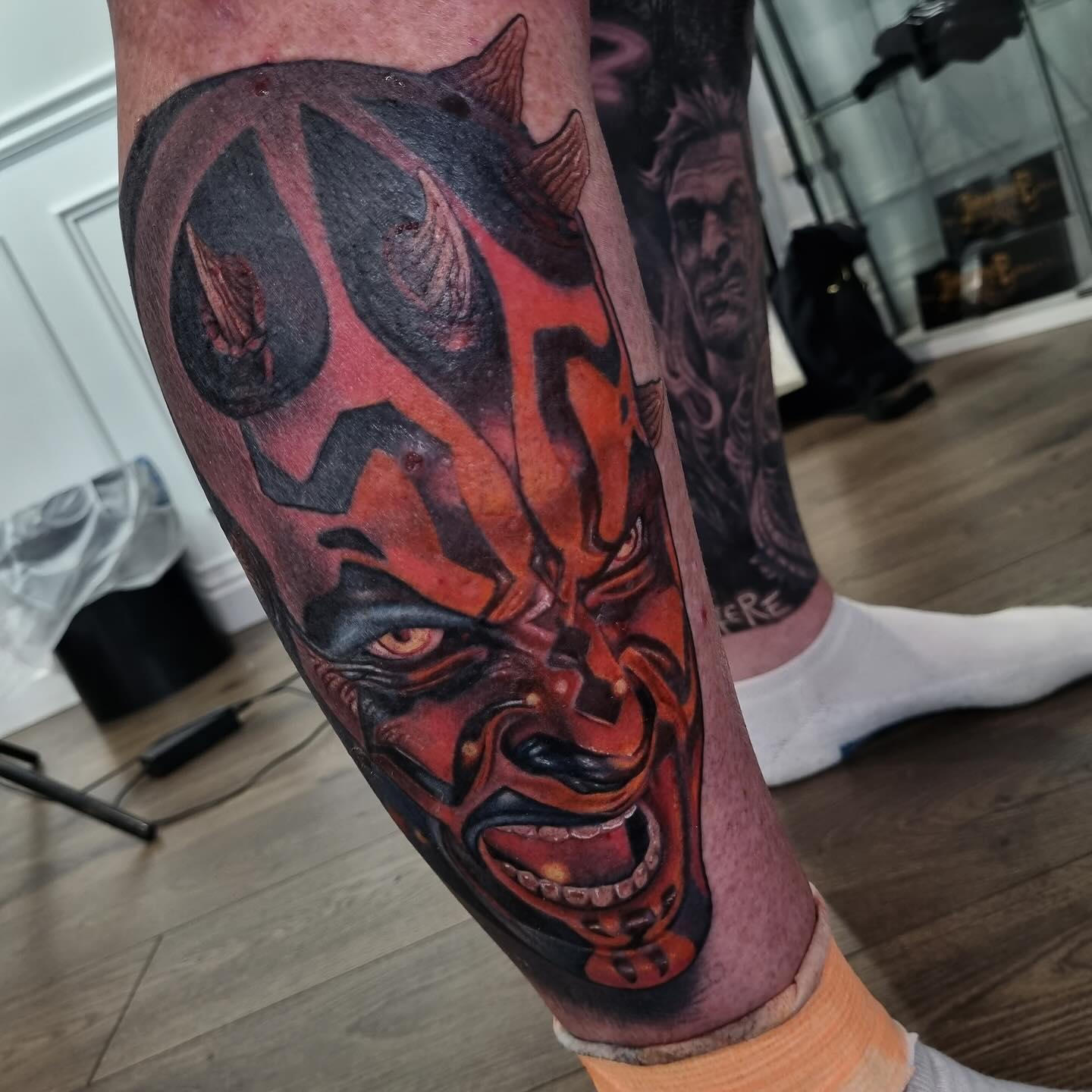 Colour realism Star Wars Darth Maul portrait tattoo by Nicholas Tattoo, Camden NSW